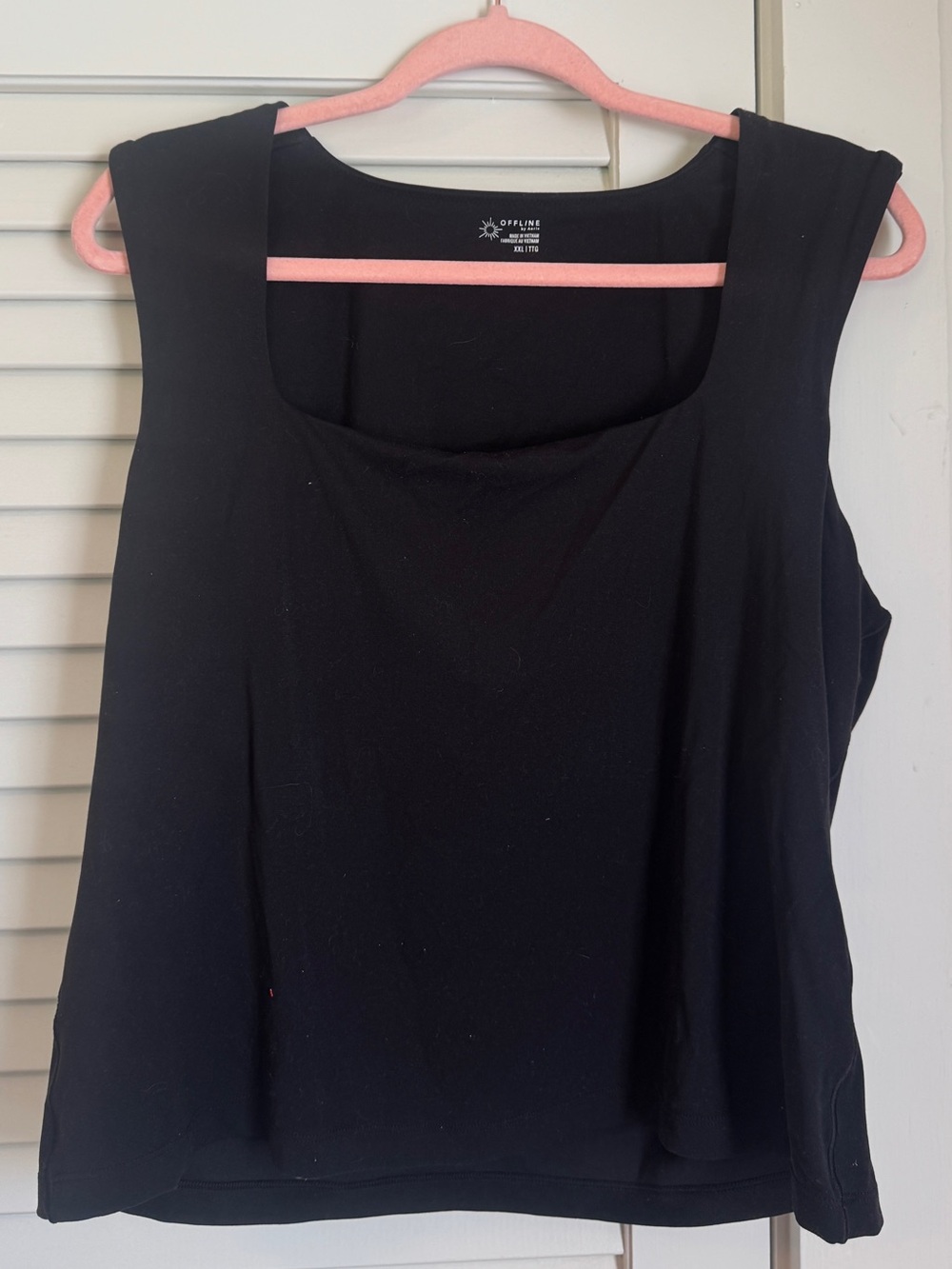 aerie Black Sleeveless Square-Neck Tank Top